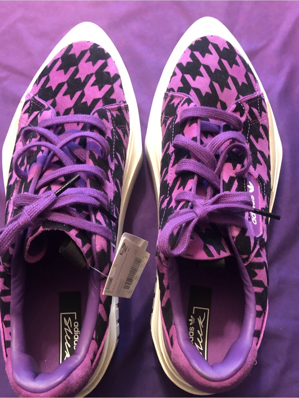 Adidas Hypersleek Platform Sneakers Purple and black houndstooth NWT W 10 - Picture 3 of 11